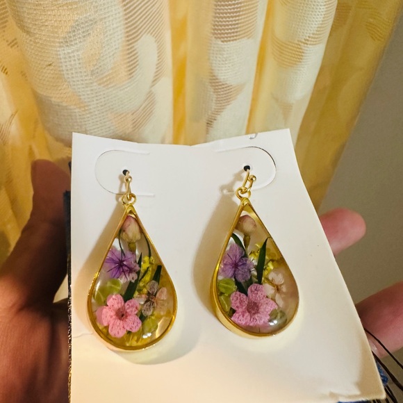 Floral Teardrop Earrings - Picture 1 of 8